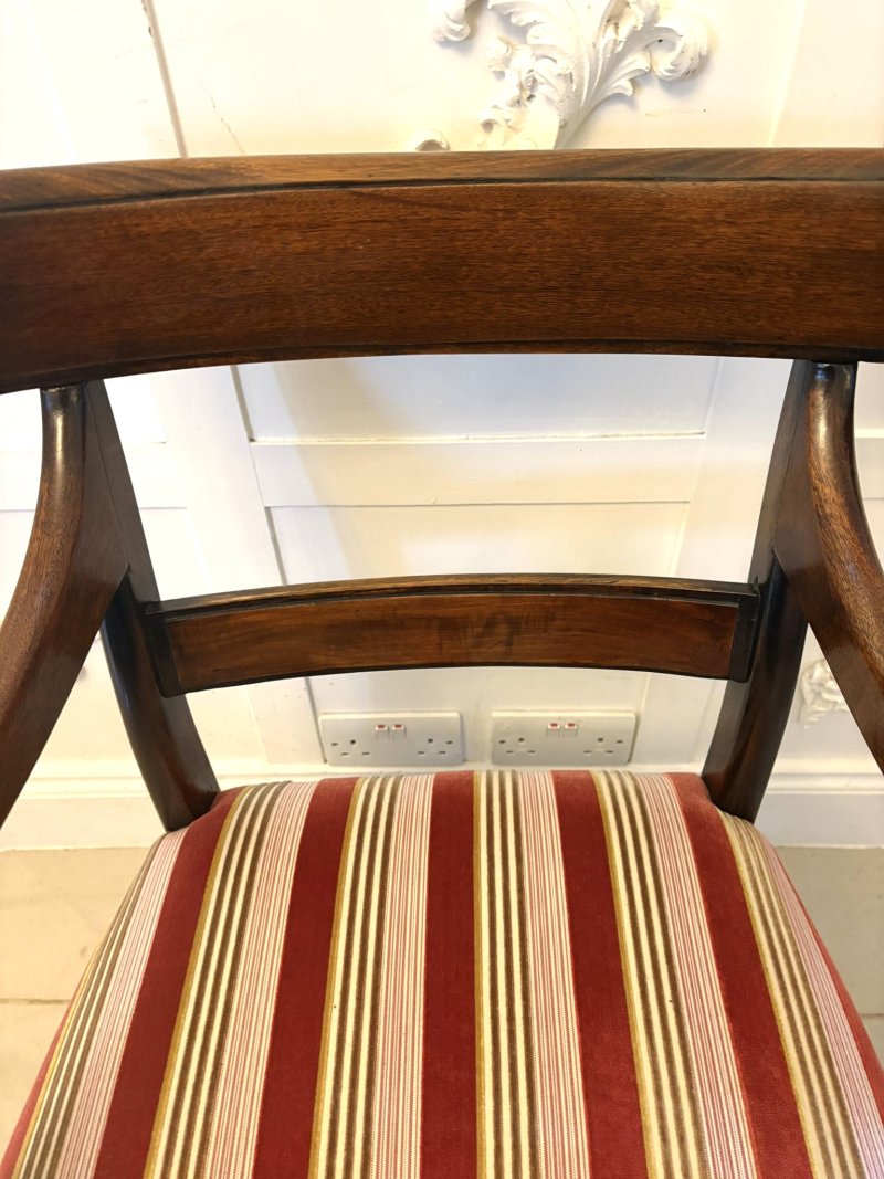 Antique Regency Mahogany Dining Chairs Set of Eight Including Two Carvers Scroll Arms - Image 19